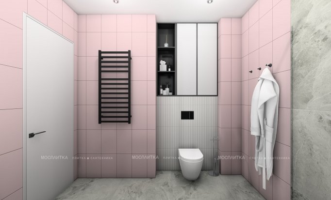 Дизайн Совмещённый санузел в стиле Современный в розовым цвете №12920 - 4 изображение