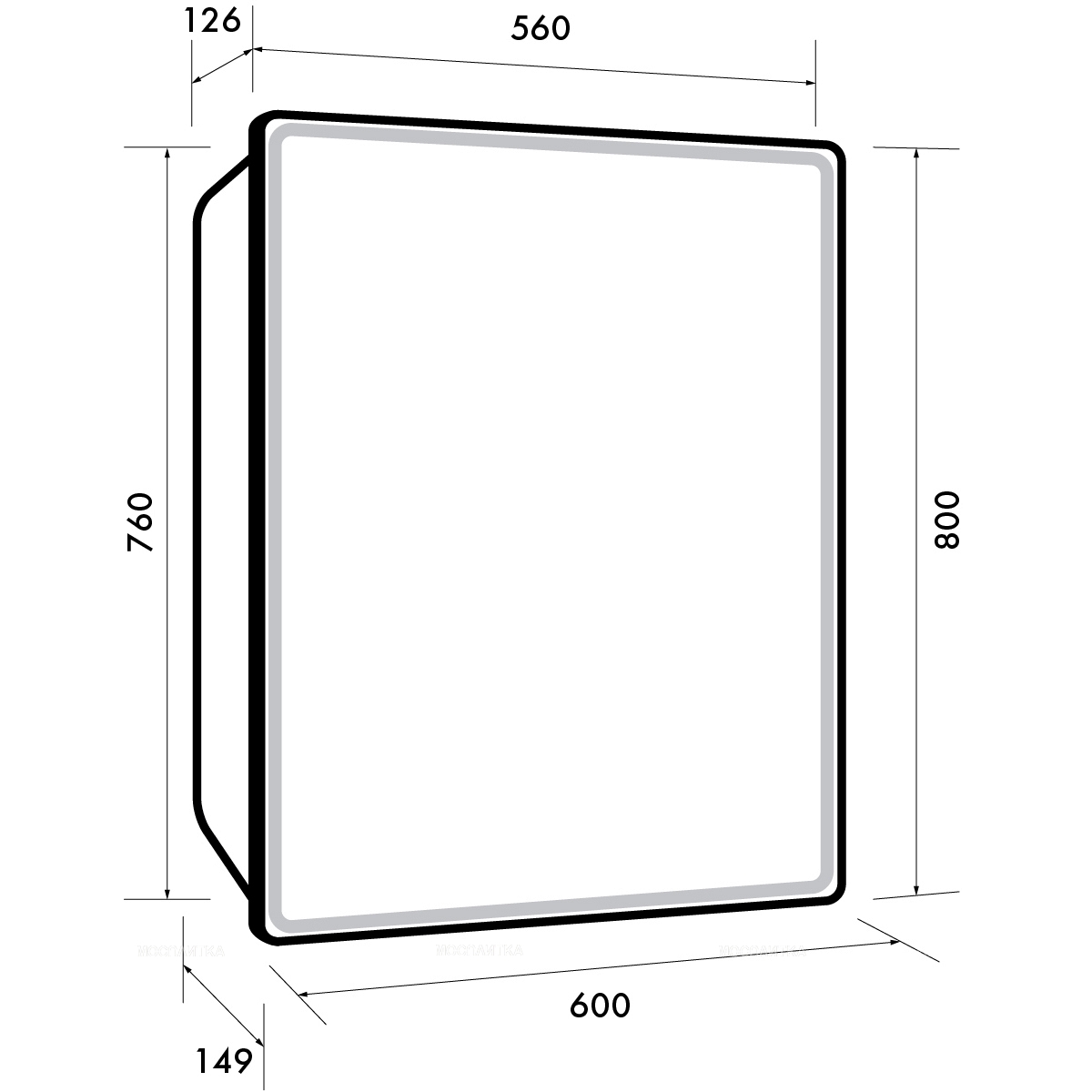 Зеркальный шкаф Dreja Point 60 см 99.9032 с подсветкой, белый - изображение 11