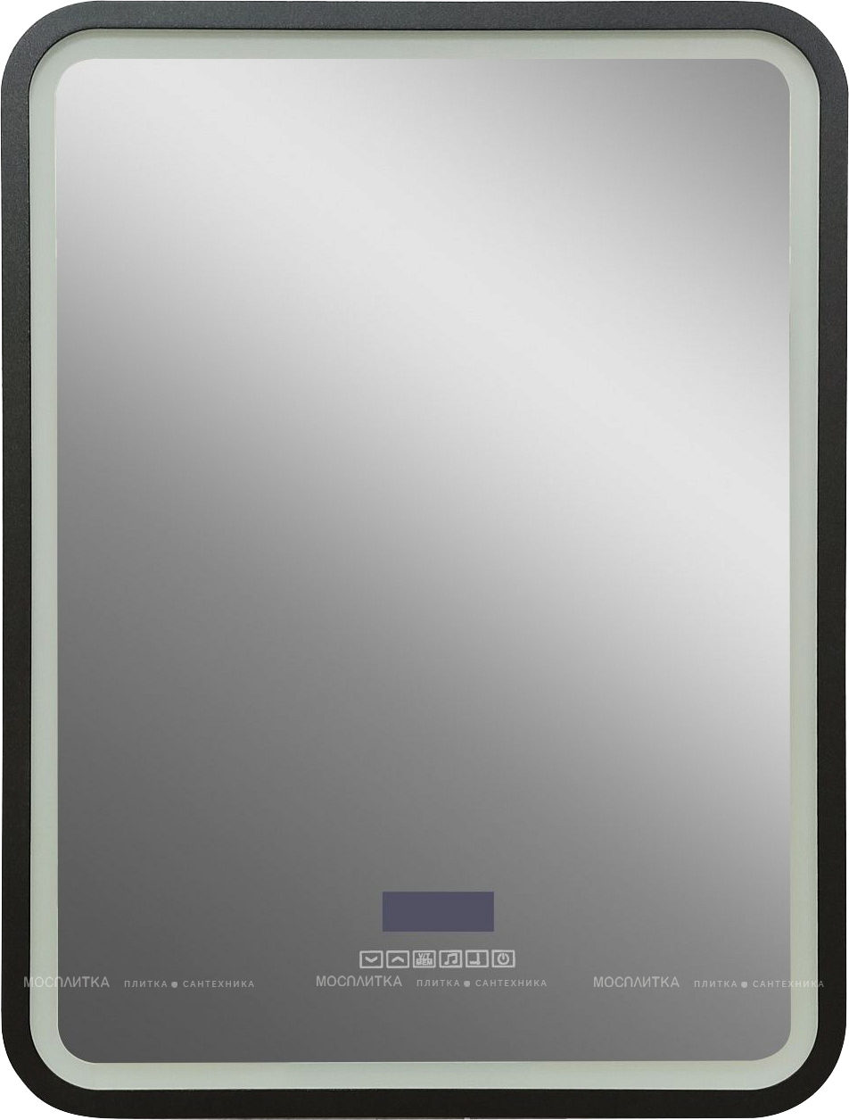 Зеркало Art&Max Genova 60 см AM-Gen-600-800-S-F-MFP с подсветкой, черный - изображение 2