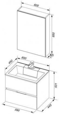 Комплект мебели для ванной Aquanet Алвита 60 серый антрацит - 11 изображение