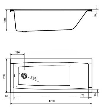 Акриловая ванна Santek Санторини 170х70 см - 3 изображение