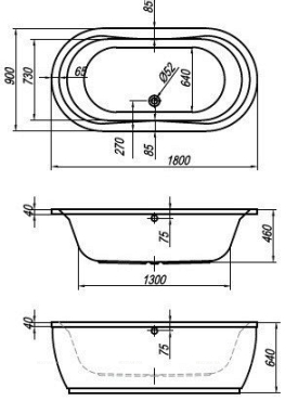 Акриловая ванна Kolpa San Libero Basis 180x90 см с фронтальной панелью - 3 изображение