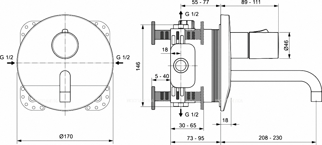 Смеситель для раковины встраиваемый со смешиванием Ideal Standard CERAPLUS A6151AA - изображение 2