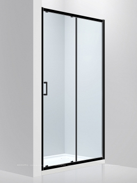 Душевая дверь 110 см Abber Schwarzer Diamant AG30110B стекло прозрачное, профиль черный - 3 изображение