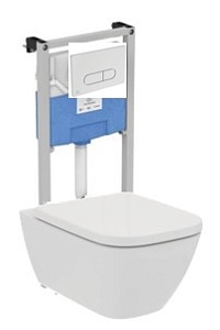 Комплект ldeal Standard i.Life B подвесной унитаз + пневматическая инсталляция с кнопкой + крышка-сиденье, IP0014011