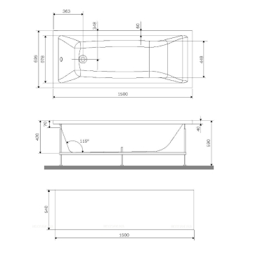 Панель фронтальная для ванны 150 см Am.Pm Gem W93A-150-070W-P - 4 изображение