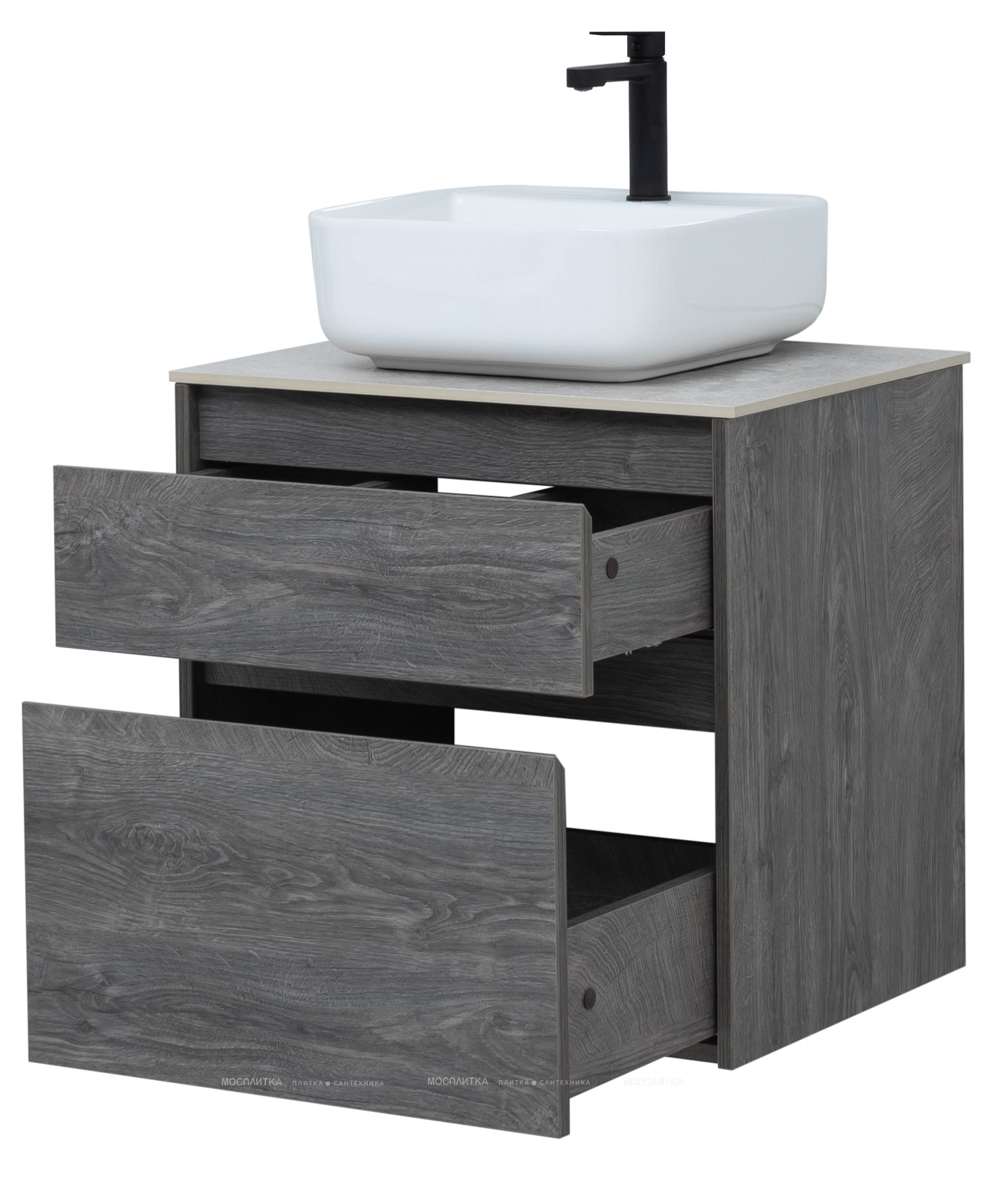 Комплект мебели для ванной Aquanet Nova Lite 60 см 242577, 2 ящика, венге, черный - изображение 8