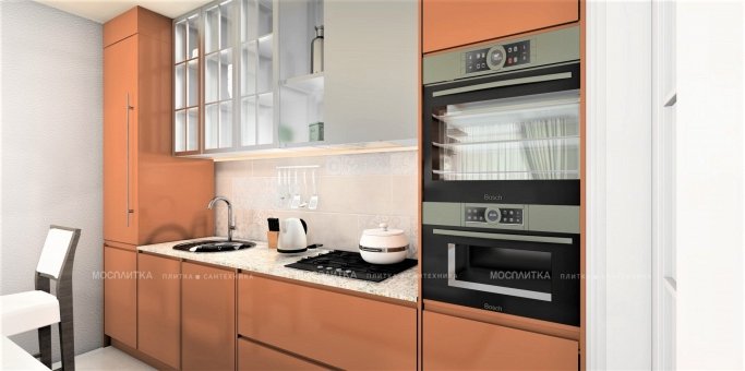 Дизайн Кухня в стиле Современный в бежевом цвете №12676 - 5 изображение