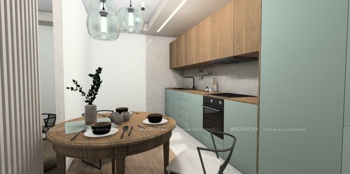 Дизайн Кухня в стиле Эклектика в бежевом цвете №12702 - 6 изображение