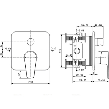 Смеситель Ideal Standard Cerafine D A7348AA для ванны с душем, хром - 2 изображение