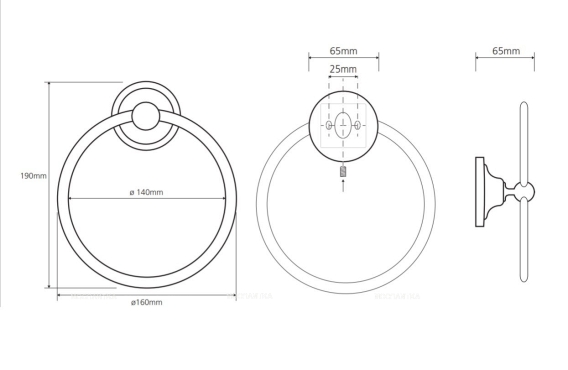Полотенцедержатель-кольцо Bemeta Retro 144304062 16 x 6.5 x 19 см, хром - 2 изображение