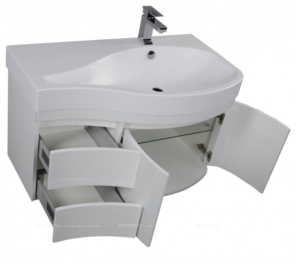 Комплект мебели для ванной Aquanet Сопрано 95 R распашн. двери белый - изображение 5