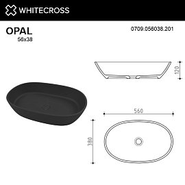 Раковина Whitecross Opal 56 см 0709.056038.201 матовая черная