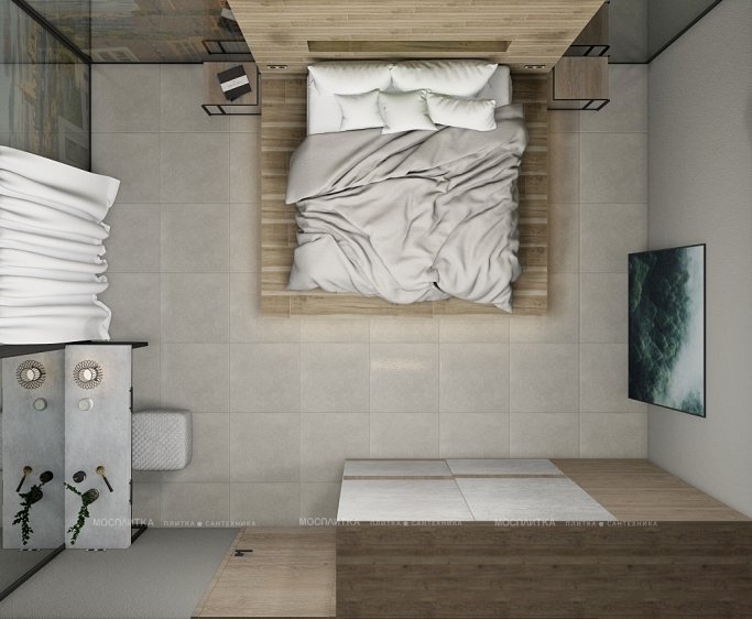 Дизайн Спальня в стиле Лофт в сером цвете №12965 - 2 изображение