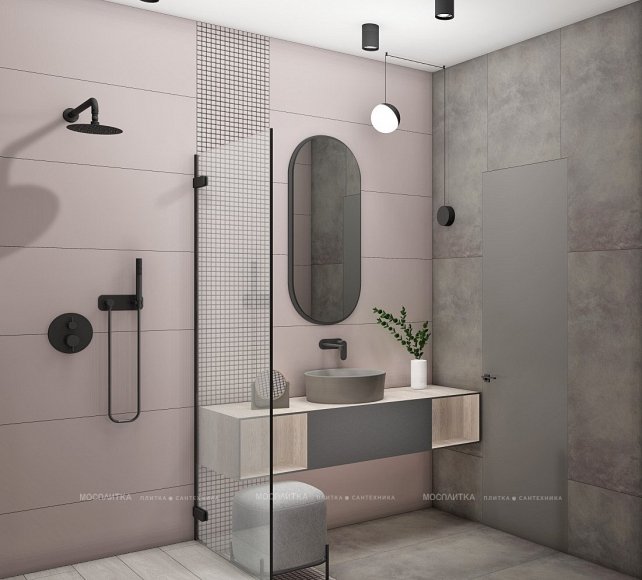 Дизайн Ванная в стиле Современный в сером цвете №12722 - 5 изображение