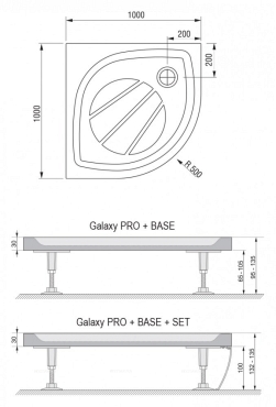 Душевой поддон Ravak Galaxy Elipso Pro-100 100x100x3см R500, белый - 2 изображение