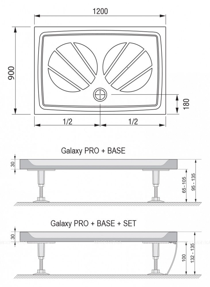 Душевой поддон Ravak Galaxy Gigant Pro-120 120x90 120x90x3см, белый - изображение 3