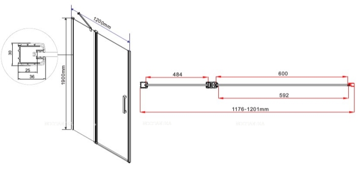 Душевая дверь Vincea Orta 120 см хром, стекло прозрачное, VDP-1O120CL - 4 изображение