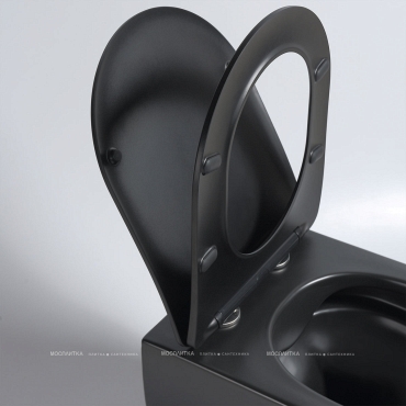 Унитаз подвесной Vincea Evo VT1-34SMB безободковый, черный матовое, ультратонкое soft-close сиденье - 6 изображение