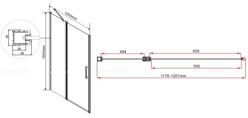 Душевая дверь Vincea Orta 120 см хром, стекло прозрачное, VDP-1O120CL - изображение 4
