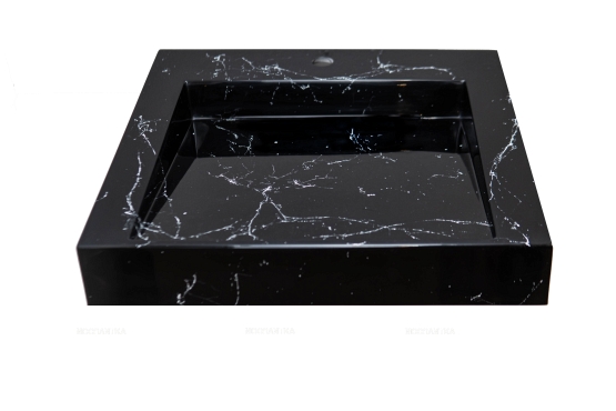 Раковина Stella Polar Берта 60 см SP-00001403 черный мрамор - 3 изображение