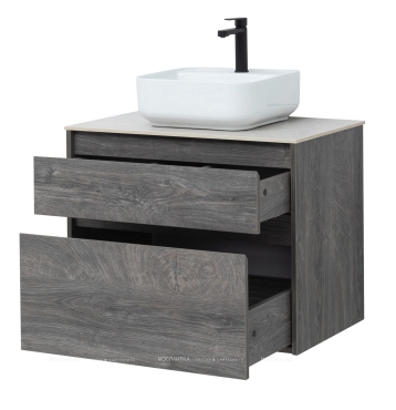 Комплект мебели для ванной Aquanet Nova Lite 75 см 242273, 2 ящика, венге, черный - 5 изображение