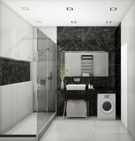 Дизайн Ванная в стиле Современный в черном цвете №12698