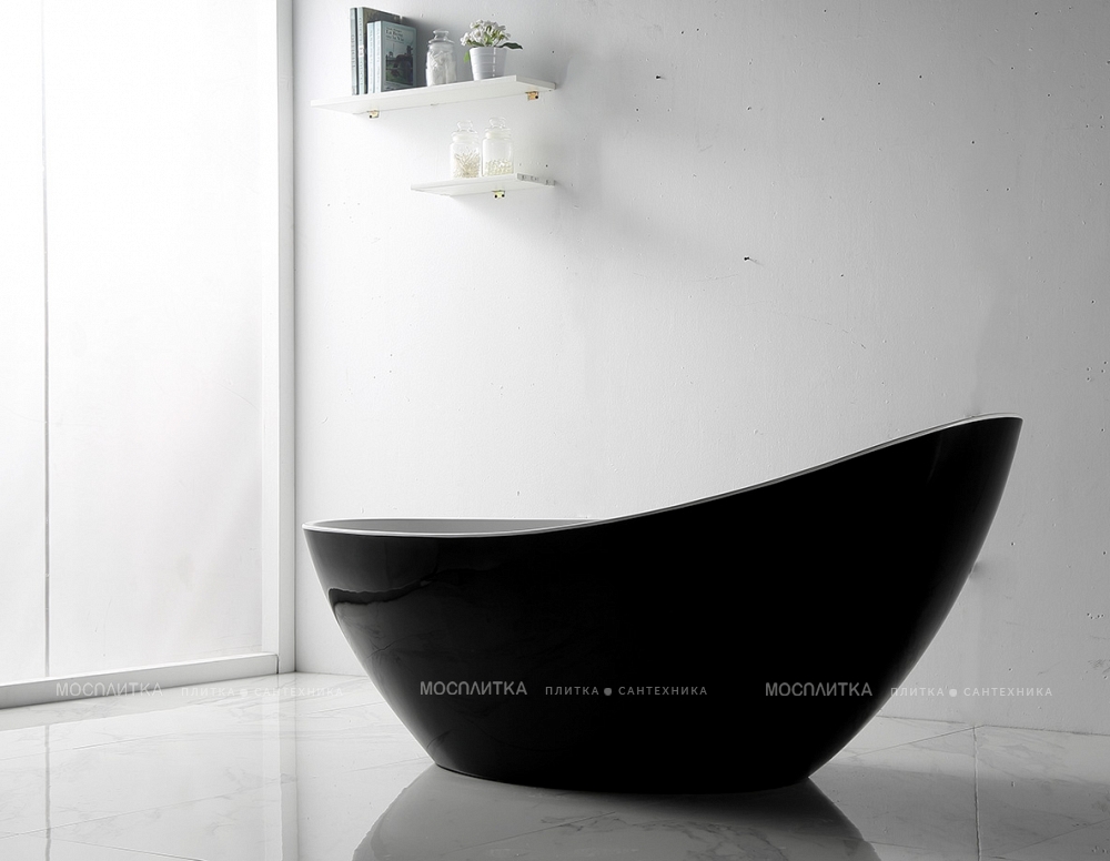 Акриловая ванна 184х79 см Abber AB9233MB матовый черный - изображение 3