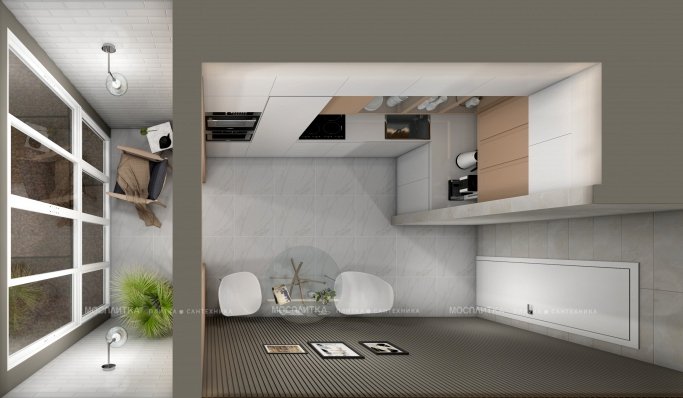 Дизайн Кухня в стиле Современный в бежевом цвете №12850 - 3 изображение