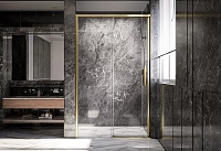 Душевая дверь Veconi Premium Trento PTD-40G, 140х200, золото, стекло прозрачное1