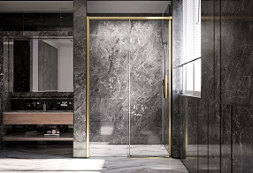Душевая дверь Veconi Premium Trento PTD-40G, 140х200, золото, стекло прозрачное