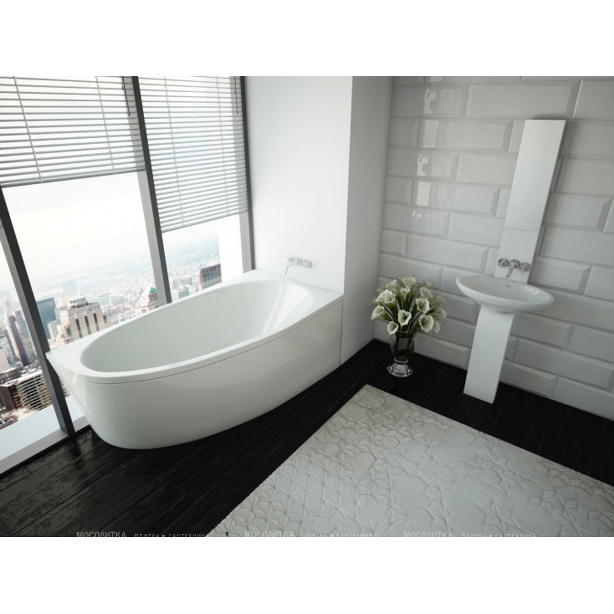 Акриловая ванна 150х90 см Azario Kapris AV.0001150 белая - изображение 3