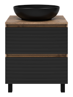 Тумба с раковиной Brevita Dakota 60 см DAK-07060-19/02-2Я дуб галифакс олово / черный кварц
