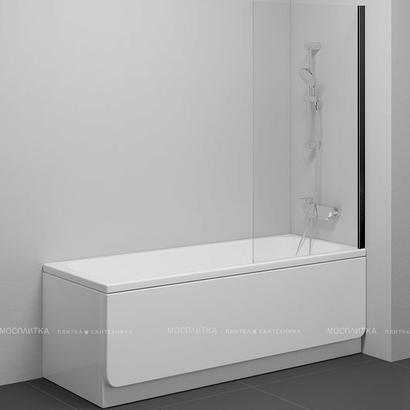 Душевая шторка на ванну Azario Merrit 80х140 см AZ-NF6310-1 800 BLACK профиль черный, стекло прозрачное - изображение 2