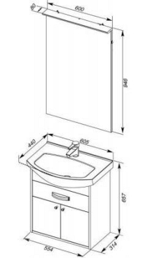 Комплект мебели для ванной Aquanet Грейс 60 1 ящик, 2 фасада, дуб кантенбери - 14 изображение