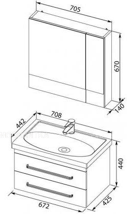 Комплект мебели для ванной Aquanet Сиена 70 белый - изображение 7