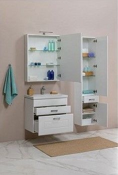 Комплект мебели для ванной Aquanet Рондо 60 2 ящика зеркало Камерино белый - 7 изображение