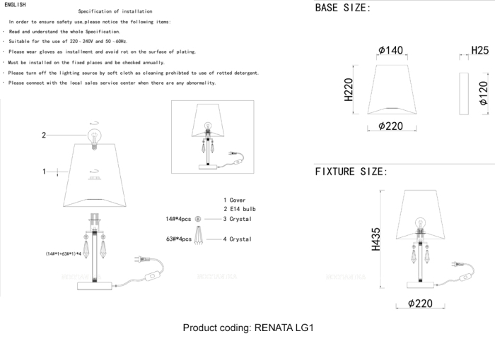 Настольная лампа Crystal Lux RENATA LG1 SILVER - 5 изображение