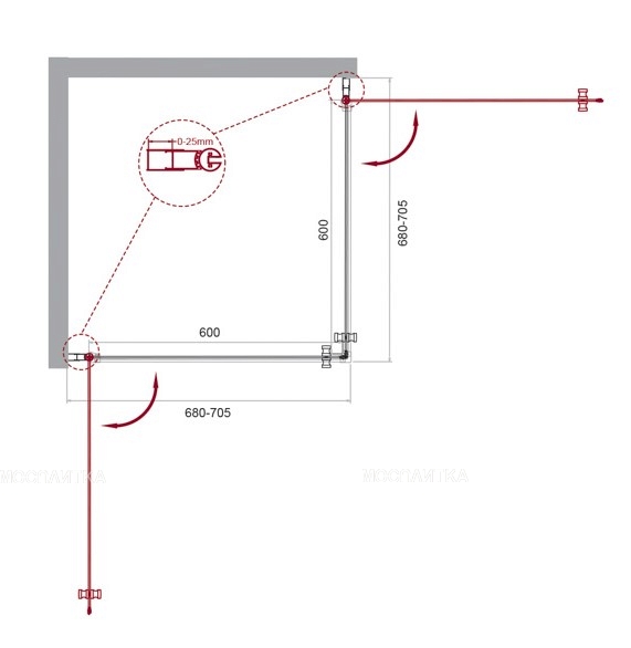 Душевая дверь BelBagno Etna 70х195 см ETNA-70-C-Cr профиль хром, стекло прозрачное - изображение 4