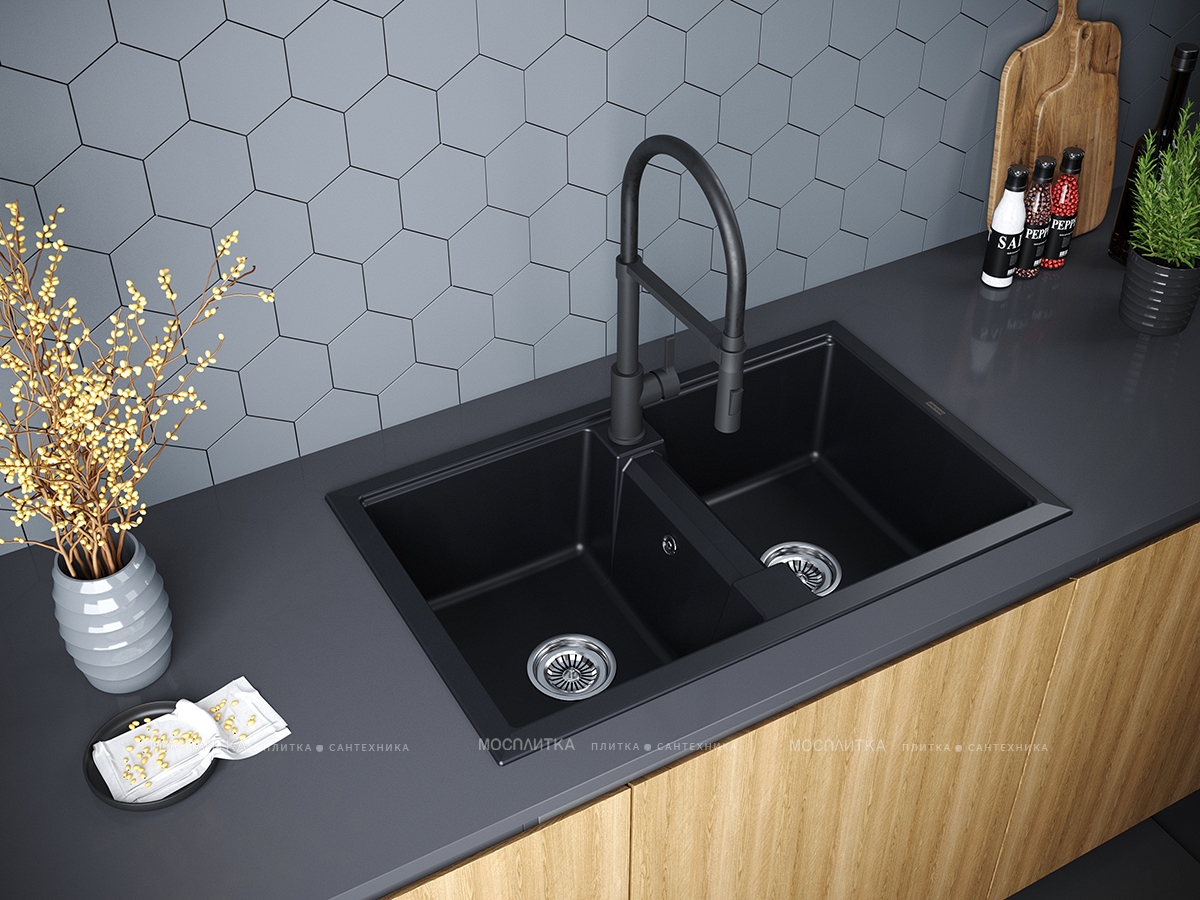Мойка кухонная Paulmark Zwilling PM238150-BLM черный металлик - изображение 3