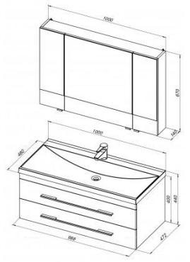 Комплект мебели для ванной Aquanet Нота 100 венге зеркало камерино - 7 изображение