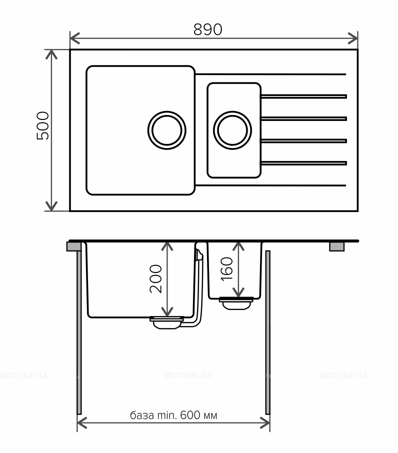Мойка кухонная Tolero Twist TTS-890K 474490 серый металлик - изображение 3