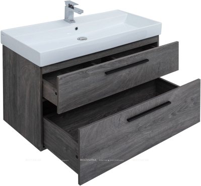 Комплект мебели для ванной Aquanet Nova 100 см 249923, темное дерево - 8 изображение