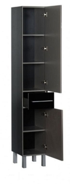 Шкаф-пенал Aquanet Сиена 35 напольный, дверцы, ящик, черный - 3 изображение
