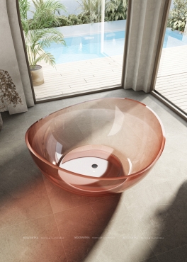 Ванна из полиэфирной смолы 150х150 Abber Kristall AT9705Koralle розовая - 3 изображение