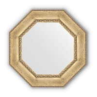 Зеркало в багетной раме Evoform Octagon, BY 3671, 73 x 73 см, состаренное серебро с орнаментом