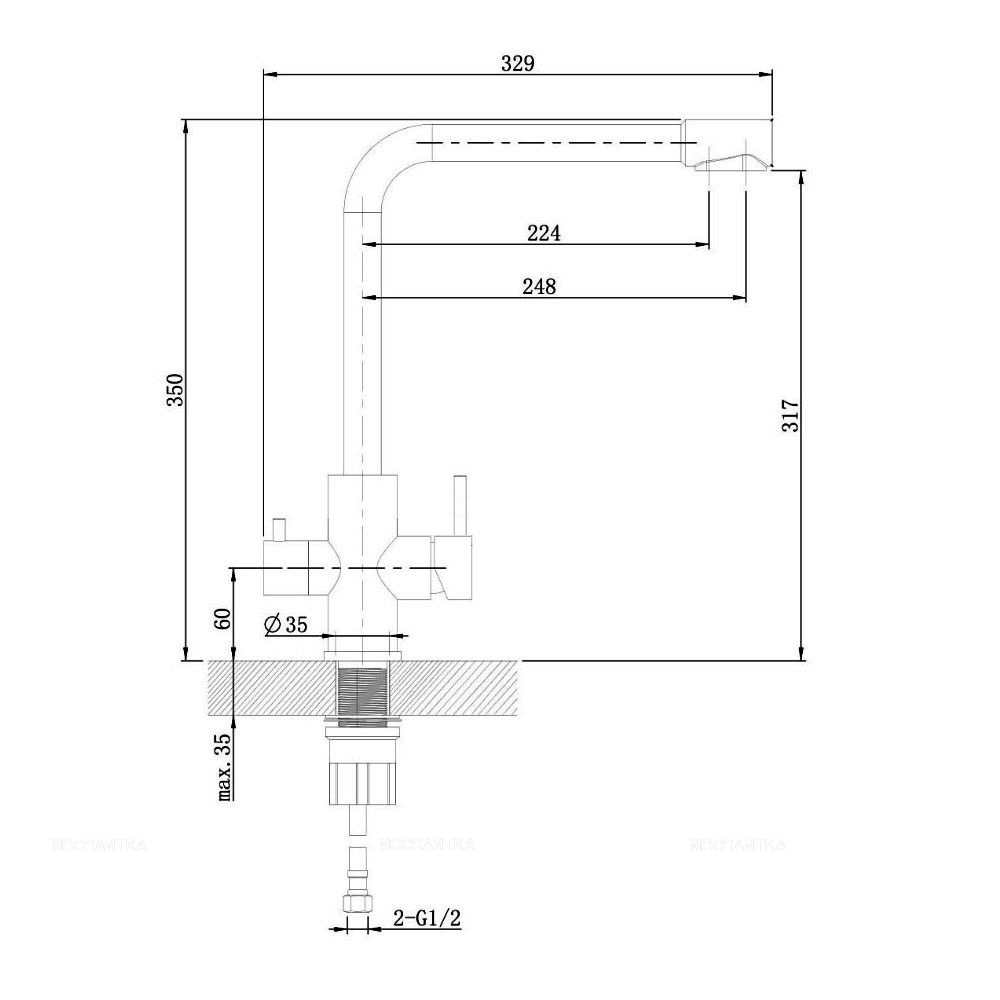 Смеситель Orange Steel M99-008Ni для кухни с подключением к фильтру с питьевой водой, никель - изображение 8
