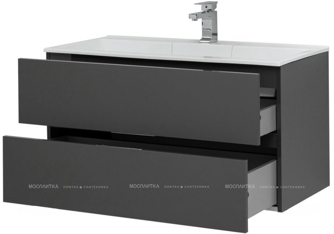 Комплект мебели для ванной Aquanet Алвита 100 серый антрацит - изображение 11