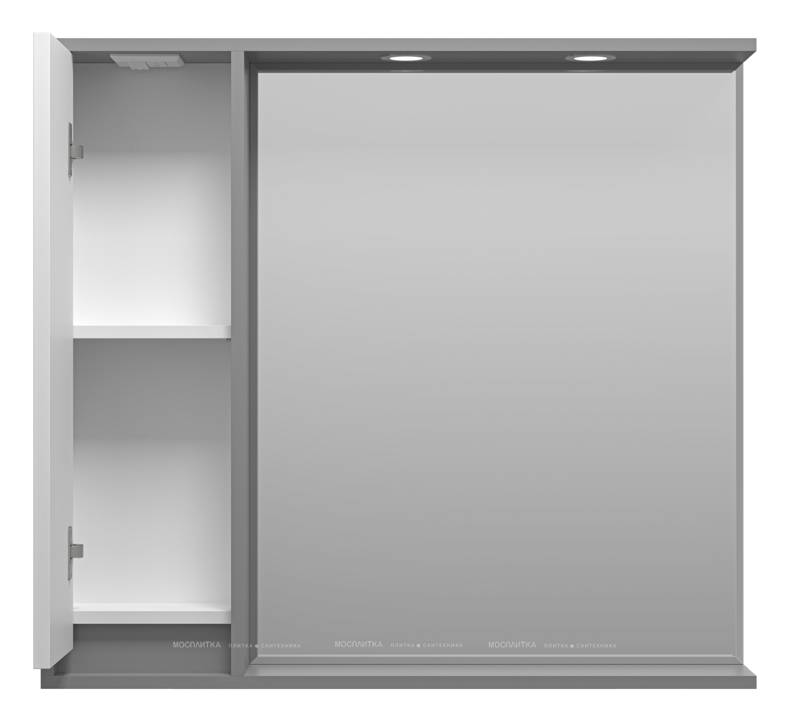 Зеркальный шкаф Brevita Balaton 90 см BAL-04090-01-01Л левый, с подсветкой, белый / серый - изображение 3