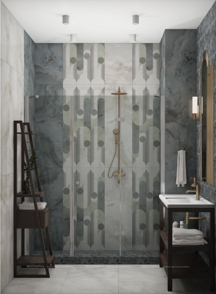 Дизайн Ванная в стиле Неоклассика в сером цвете №12843 - 5 изображение